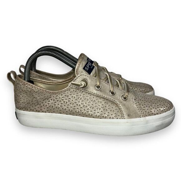 Sperry Top-Sider Crest Vibe Perforated Champagne Gold STK159836 Youth 5M - Picture 4 of 11